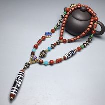 Tibetan high oil coated vase horseshoe pattern calcified old dzi bead necklace size 57 2x13 5mm material precious