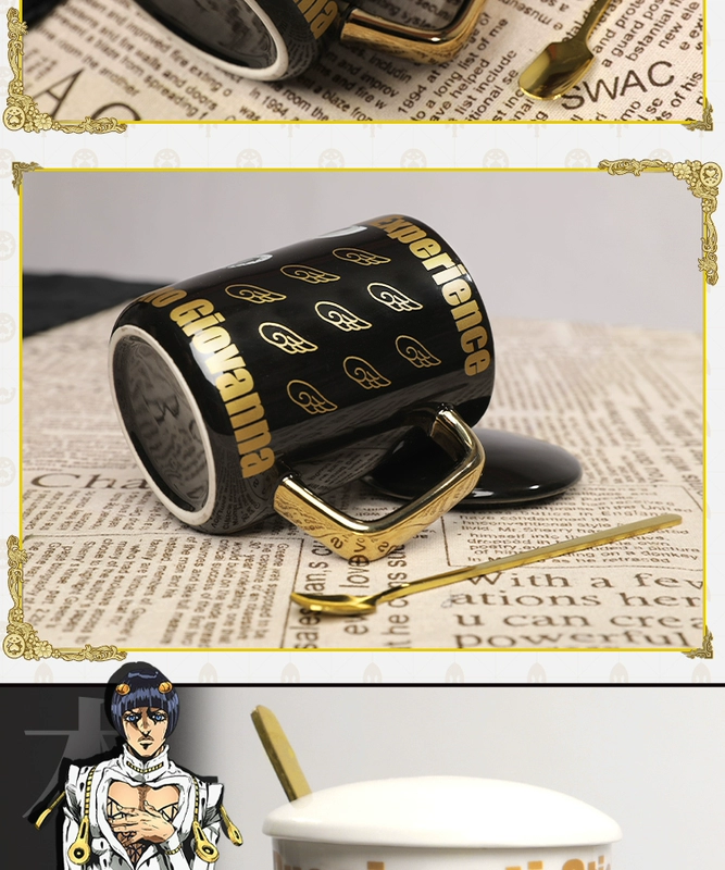 Anime Mug Jojos Bizarre Adventure Ly nước ngoại vi Cúp gốm hai chiều Gold Wind Joruno - Carton / Hoạt hình liên quan