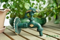 European European style garden animal antique all copper washing machine faucet Green Dolphin