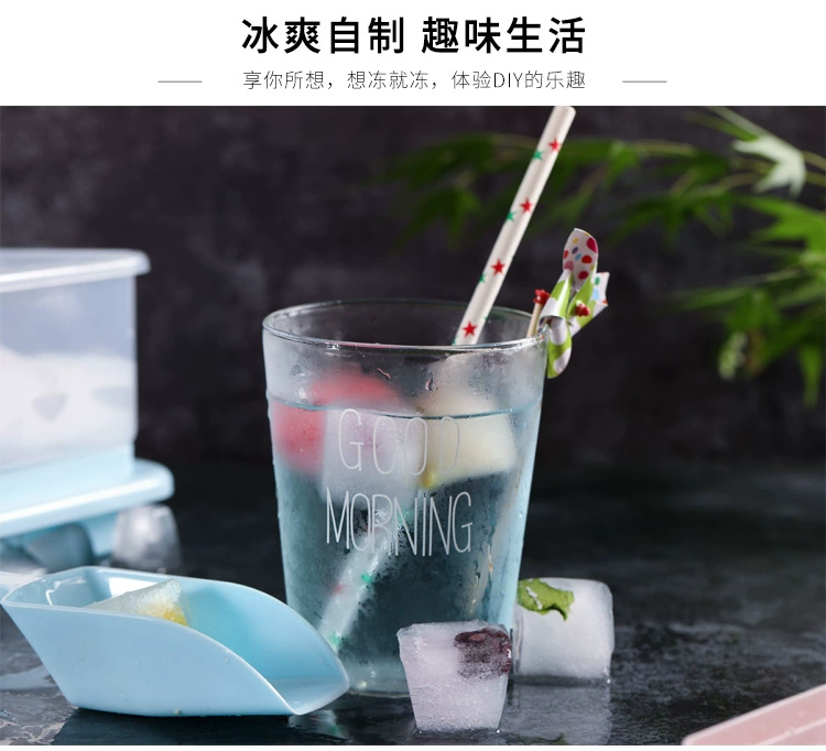 33 lưới nhựa khối băng đông lạnh khuôn có nắp bằng xẻng hộp đá mùa hè nhà lớn băng lưới máy làm đá - Tự làm khuôn nướng