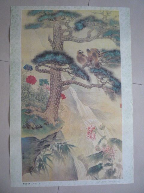 Nostalgic 1980s old-age painting folk collection decoration old version Bao Zhen Qingsong double bird figure