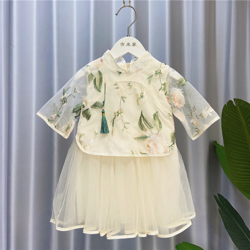 Girls Hanfu children's ancient costume super fairy 1 year old 23456 baby girl summer thin section foreign style purple dress cheongsam