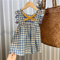 Childrens clothing 1 girls dress summer Korean small fresh middle and small children 2 years old little girl 3 summer 4 Western-style plaid skirt