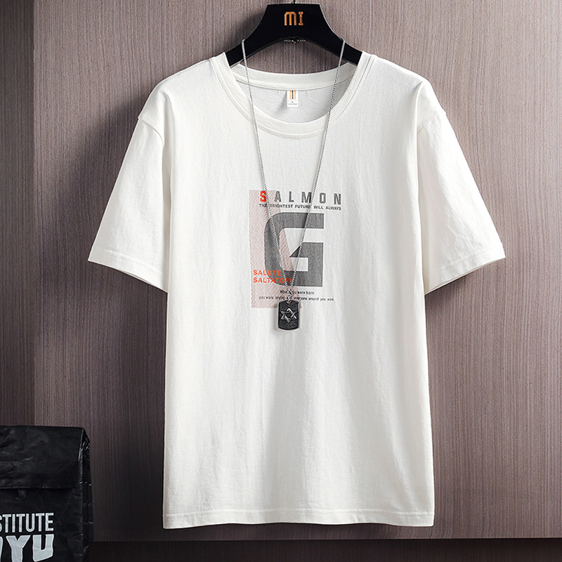 Men's Short Sleeve T-Shirt Versatile Loose Trend Cotton 2021 New Summer Letter Couple T-Shirt Men's