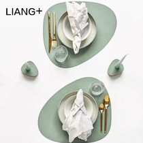Leather ins placemat household oval plate mat desktop heat insulation mat Western meal mat waterproof and oil-proof Nordic style table mat