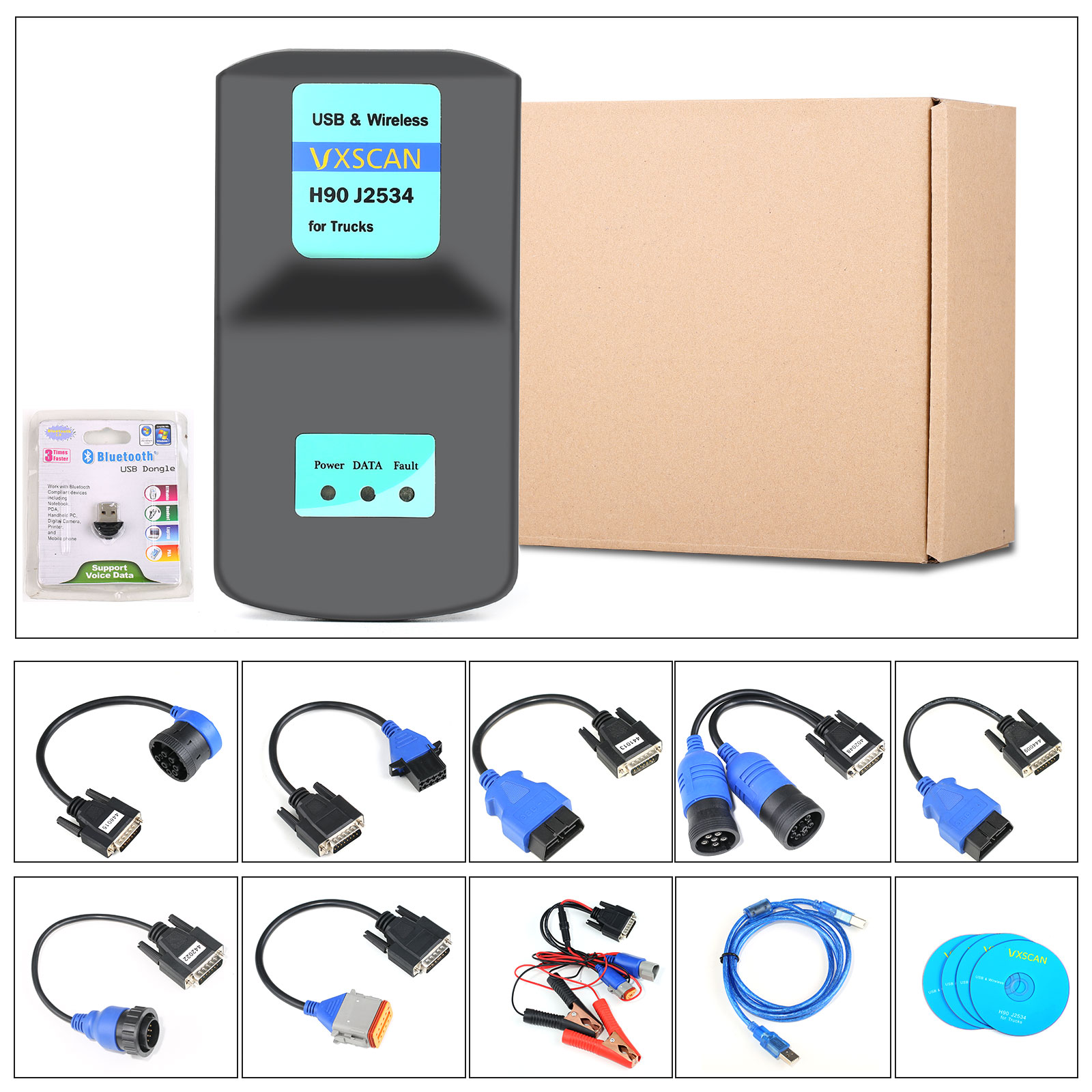 VXSCAN H90 J2534 NEXIQ upgraded version of diesel truck detector supports a variety of vehicles