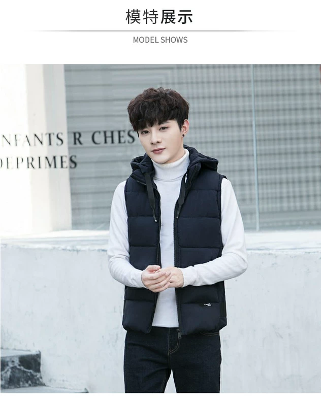 Áo vest cotton nam mùa thu đông phiên bản Hàn Quốc theo xu hướng Slim đẹp trai ấm áp áo trễ vai cotton mùa thu dày đẹp trai áo khoác ghi lê nam