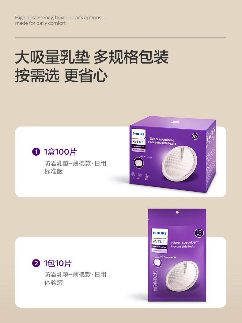 飞利浦新安怡防溢乳垫哺乳期产后一次性透气防漏奶垫乳贴2盒装 — 16