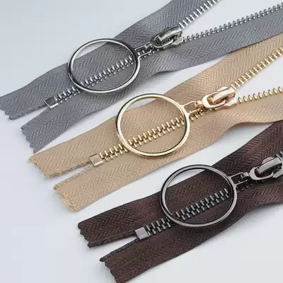 No 5 metal copper zipper leather bag short skirt high-end handbag zipper pocket pocket zipper large circle ring zipper