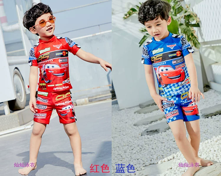 Áo tắm trẻ em Boy Chia Spiderman Thomas Altman Kem chống nắng Big Boy Trẻ Hot Spring Set nhanh đồ bơi mẹ và bé