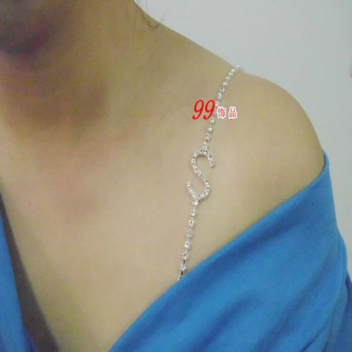 Korean Rhinestone Shoulder Strap Cross Underwear Strap Bra Invisible Shoulder Strap Sexy S Shape Fashion Dress Shoulder Strap