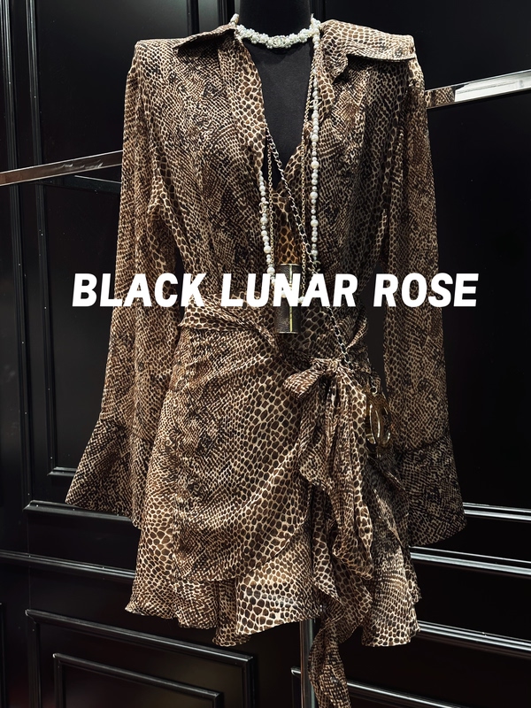 26Ss-Dw Heavy-Duty Double-Layer Rayon Leopard Print Shirt Dress