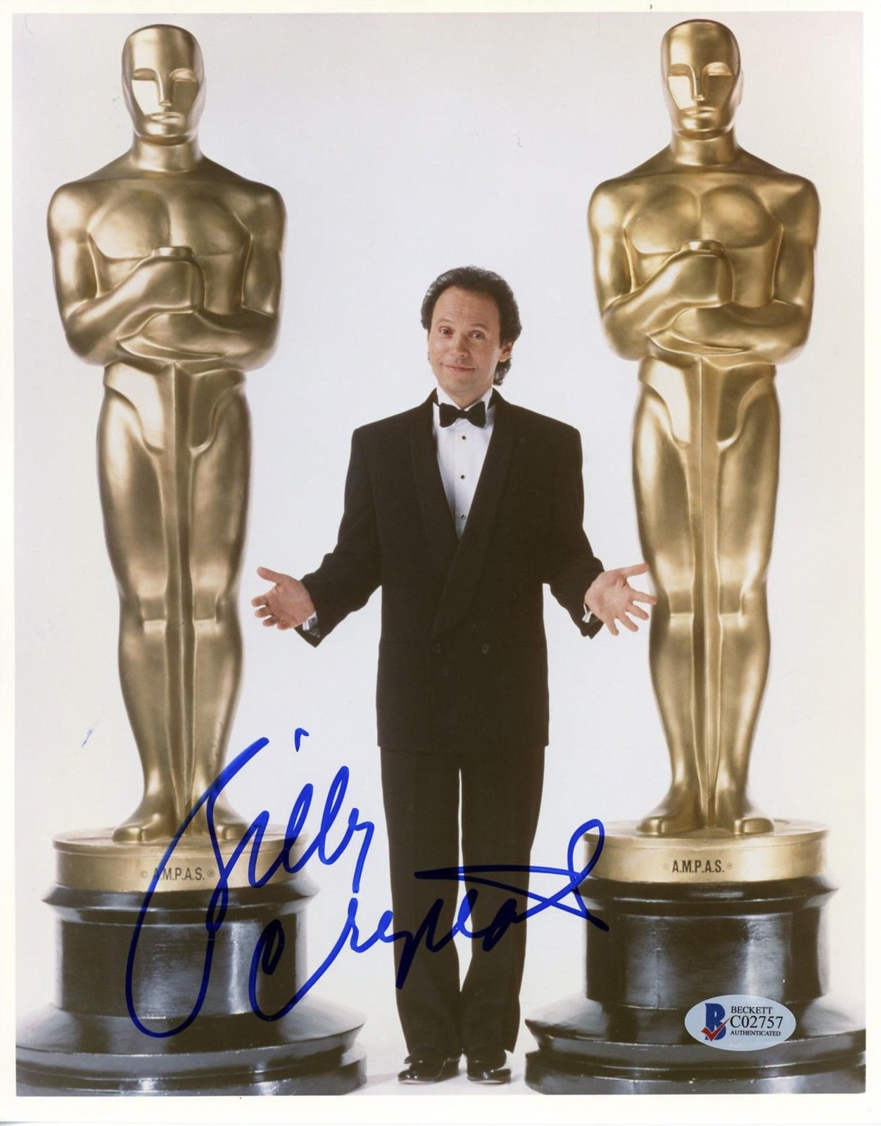 Billy Chrissy's Billy Crystal pro-pen signature photo attached to the certificate