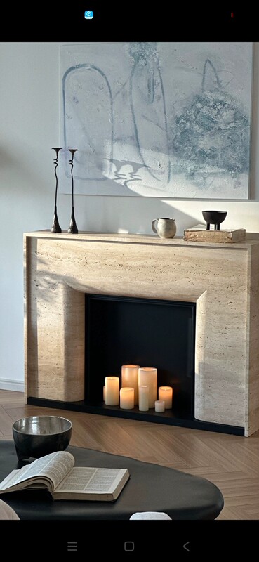 Natural Travertine Marble Fireplace, Retro and Quiet Style, Living Room, Antique Stone Fireplace Cabinet Natural Travertine Marble Fireplace, Retro and Quiet Style, Living Room, Antique Stone Fireplace Cabinet