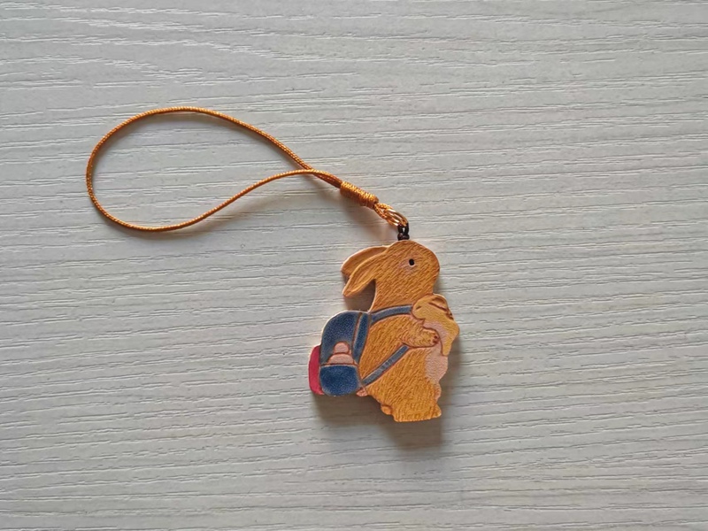 Sinan12 Original Design｜Zodiac Rabbit Keychain Made of Genuine Leather, Mobile Phone Chain, Planner Pendant Gift
