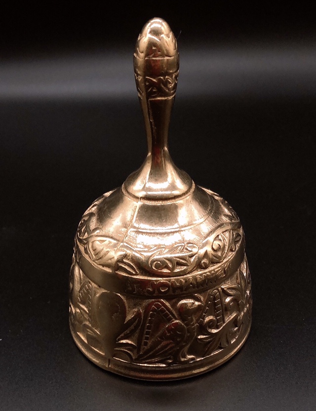 European import embossed pure bronze sculpted flower single head bell bell 13 x 8cm-Taobao