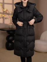 Business wear womens winter down jacket knee-length gold store cosmetics counter 4S store business work clothes black waist