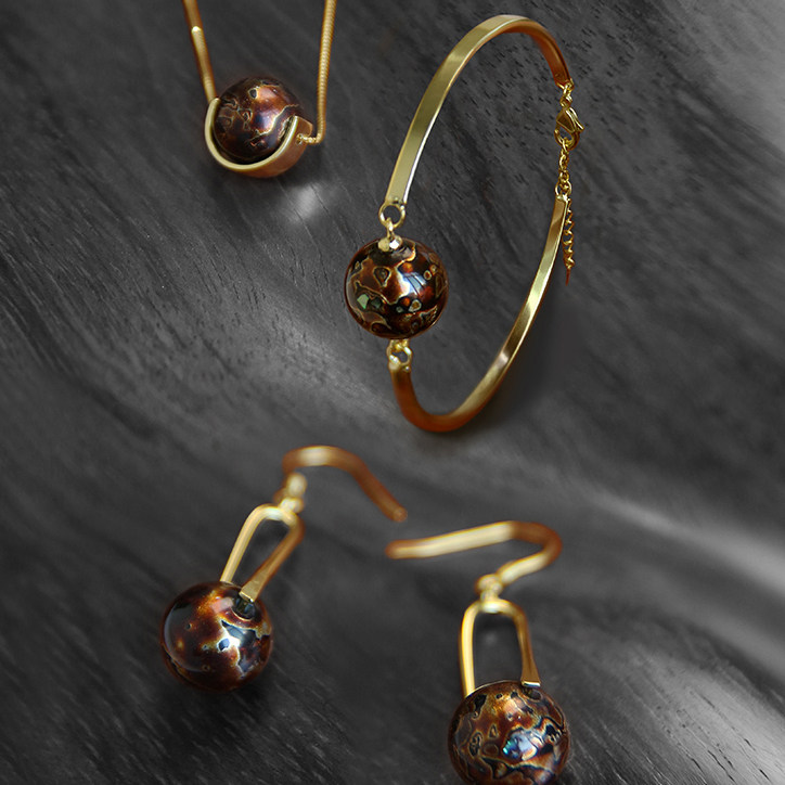 Lacquer Jewelry Lacquer Bead Necklace Earring Pendant Intangible Cultural Heritage Fashion Tanabata Valentine's Day Gift Rhino Leather Lacquer