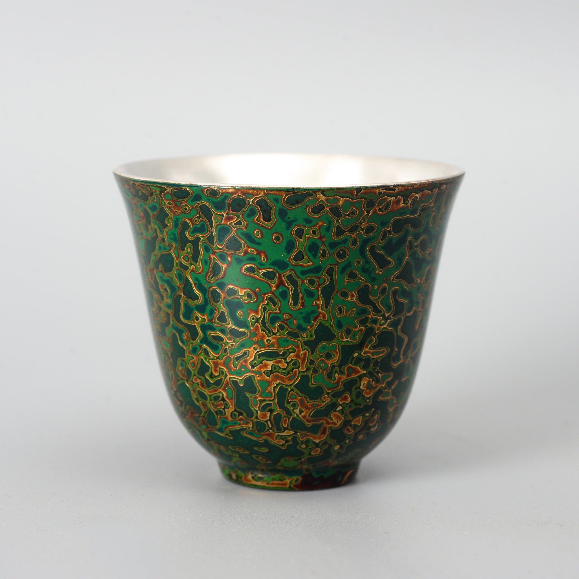 Large lacquer white porcelain cup Gilt silver cup Medium master cup Natural lacquer intangible cultural heritage handmade Rhino leather lacquerware