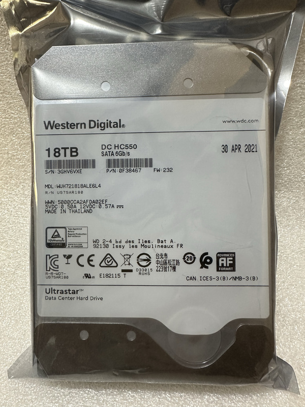 Western Digital 18t Hard Drive Wuh721818Ale6L4 Mechanical Hard Drive Wd 18Tb Hc550 Enterprise-Grade Helium Drive