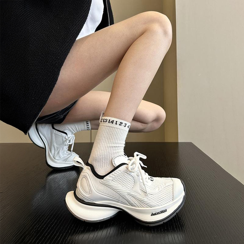 Trendy Recommendations + New Korean-Style Design Thick-Soled White Dad Shoes for Women That Make Feet Look Smaller, Soft-Soled Casual Sneakers