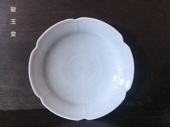 Jingdezhen imitation Song Dynasty Hutian kiln blue and white porcelain shadow blue glaze six tendons sunflower mouth 6 inch fruit plate saucer pot bearing cupboard pad
