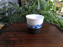 Jingdezhen high white clay glaze comprehensive decorative color glaze blue and white landscape painting gold tea cup tea cup Master Cup