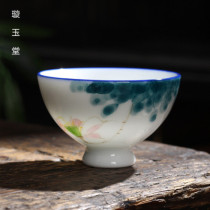 Hand-painted underglaze porcelain lotus picture kung fu Puer tea cup tea cup tea props single cup owner individual cup