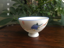 Hand-painted underglaze porcelain flowers and birds Magpies Deng Mei Puer tea cup tea cup tea ceremony single cup owner individual cup