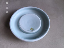Special offer Jingdezhen shadow celadon hand-painted underglaze lotus pattern large tea tray tea set diameter 29 5cm
