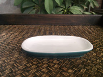 Special color green glaze long oval porcelain snack plate small porcelain plate sauce vinegar Small Plate small porcelain sauce vinegar Small Plate