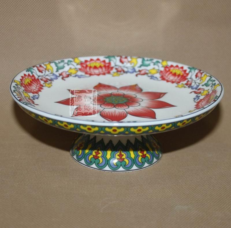 New product offering utensils fruit plate lotus fruit plate ceramic offering plate new 8 inch glazed Tang color fruit plate