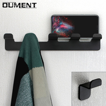 Black punch-free clothes adhesive hook bathroom thick tile row hook toilet 304 stainless steel towel adhesive hook