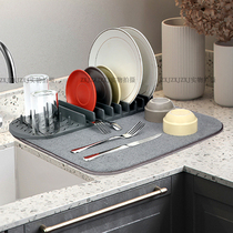 Kitchen dish storage rack with drain pad bowl chopsticks storage dish rack drain bowl suction pad