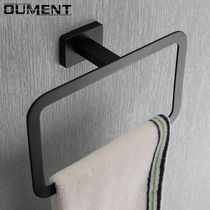 304 stainless steel towel ring non-perforated large ring hanging bath towel ring towel hanging ring black round towel rack