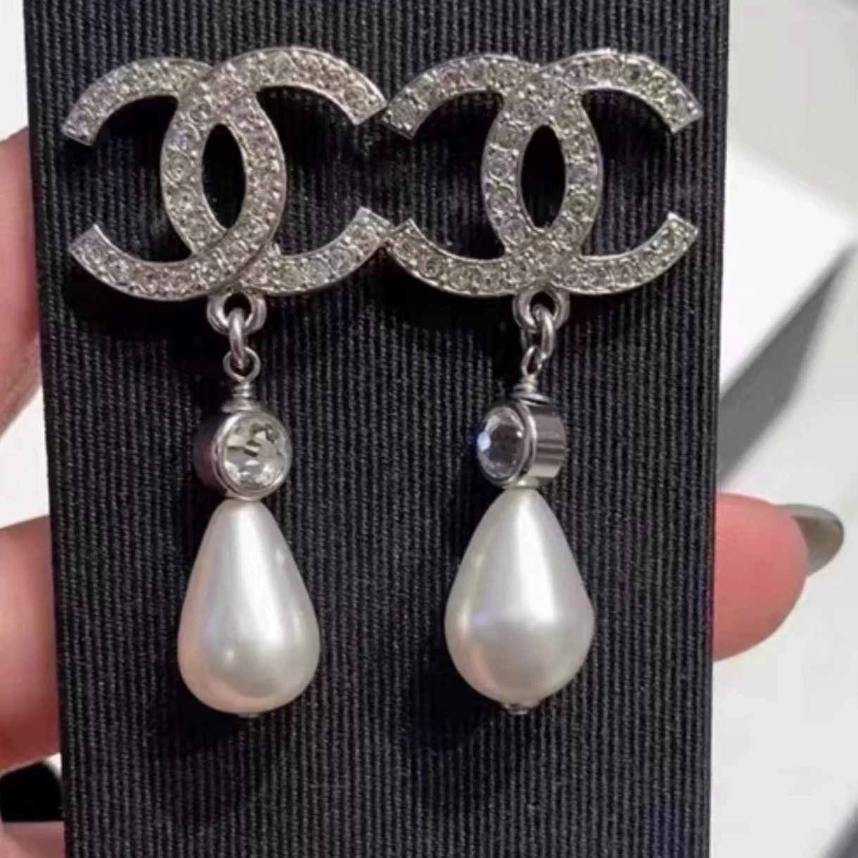 Серьги Chanel, кулон-жемчужина, 925 образец серебра