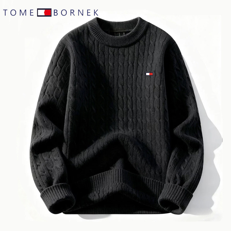 American Tommy 100% Wool Sweater for Men and Women, Cable Knit Sweater, Solid Color, Thickened, Casual, Fashionable, Round Neck Knitwear American Tommy 100% Wool Sweater for Men and Women, Cable Knit Sweater, Solid Color, Thickened, Casual, Fashionable, Round Neck Knitwear