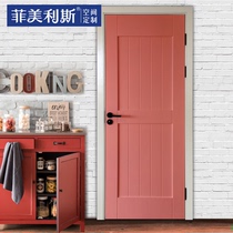  Simple style solid wood door Pink wooden door Girl feelings style wooden door color wooden door daughter room door Indoor door bedroom