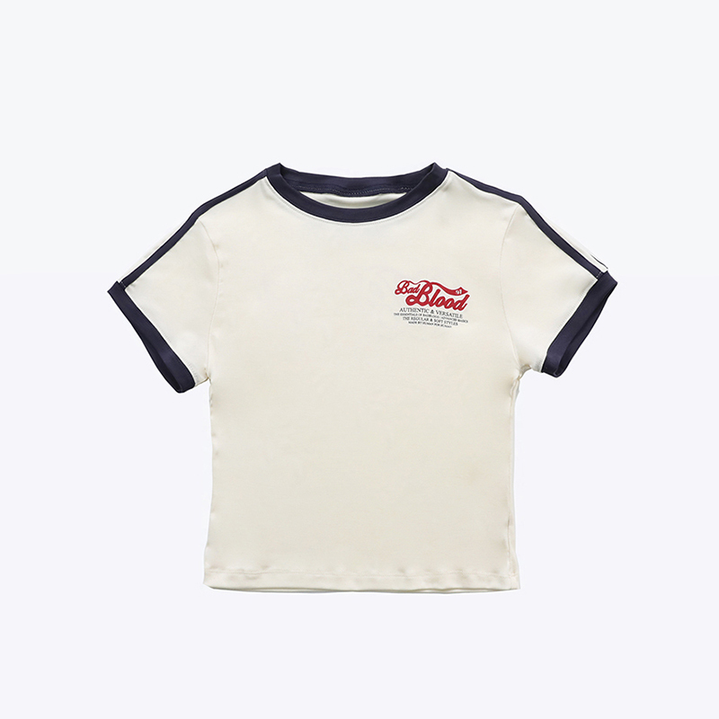 Korean Badblood Spicy Girl Short T-Shirt for Women, Summer Slim-Fit Short-Sleeve Casual Niche American-Style Stylish Top