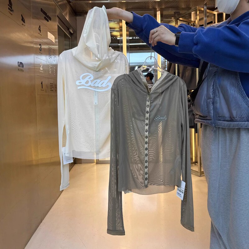 Badblood Korean Sun Protection Shirt for Women, See-Through Single-Breasted Hoodie, Hot Girl American Style Long-Sleeved Letter Cardigan Jacket Badblood Korean Sun Protection Shirt for Women, See-Through Single-Breasted Hoodie, Hot Girl American Style Long-Sleeved Letter Cardigan Jacket