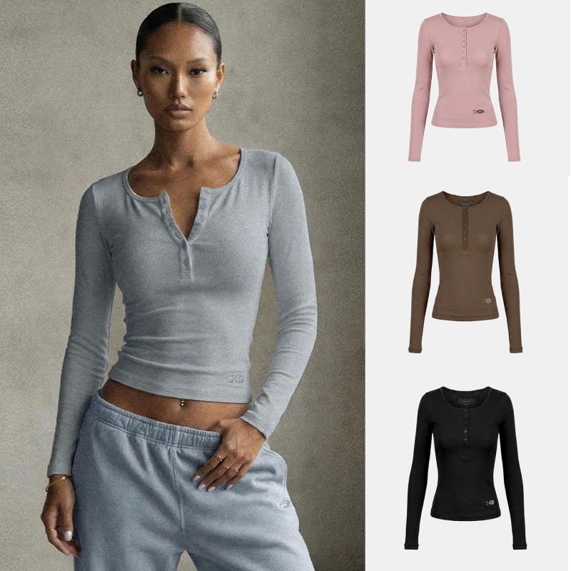 Korean Badblood American-Style Long-Sleeved T-Shirt for Women, Slim Fit, Waist-Cinching, Single-Breasted, Fashionable Letter Print Top