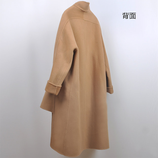 h double-sided cashmere wool fabric ຫນັງແທ້ buckle silhouette cape cut handmade coat jacket