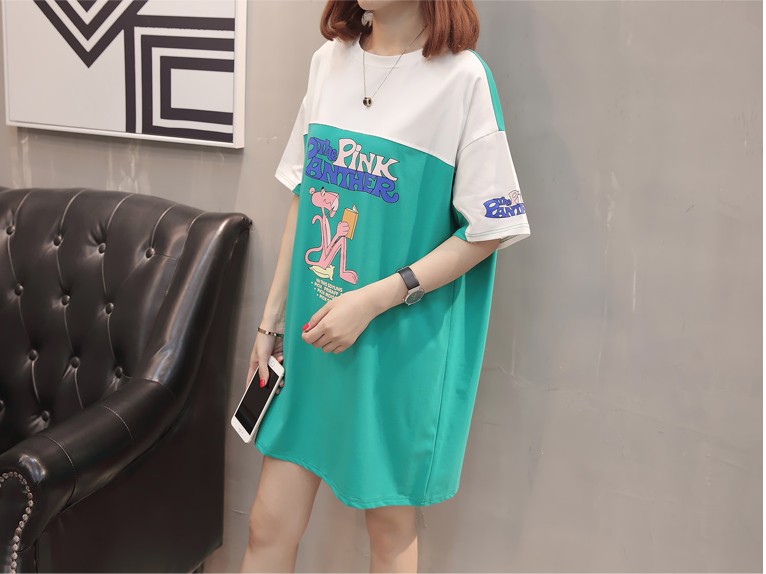 Phụ nữ mang thai mùa hè t-shirt 2018 mới kích thước lớn ăn mặc ngắn tay áo bông lỏng phần dài t-shirt shirt nửa tay áo