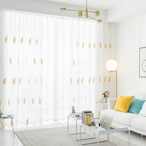 Curtain white gauze elegant fairy light transparent transparent curtain simple modern partition beauty salon balcony bay window screen