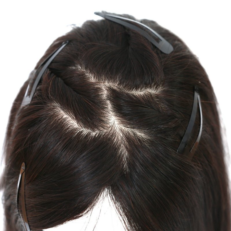 Real-life new Yaojiafa lady's head block replacement hand-knitted needle-delivering female wig to cover white hair front lace hair set