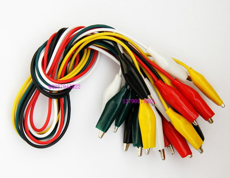 Small crocodile clip test wire Double-headed crocodile clip red black yellow green white 5 colors 10 car battery clip wire