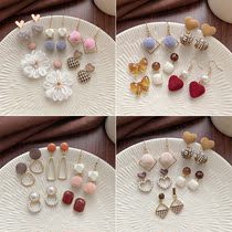 New Korean earrings set Net red studs explosive hipster earrings temperament senior sense jewelry simple earrings