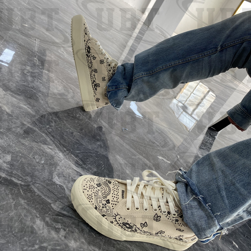 UBT RHUDE V2 BANDANA waist fruit floral printed canvas casual lace with low help sliding board shoes High Street