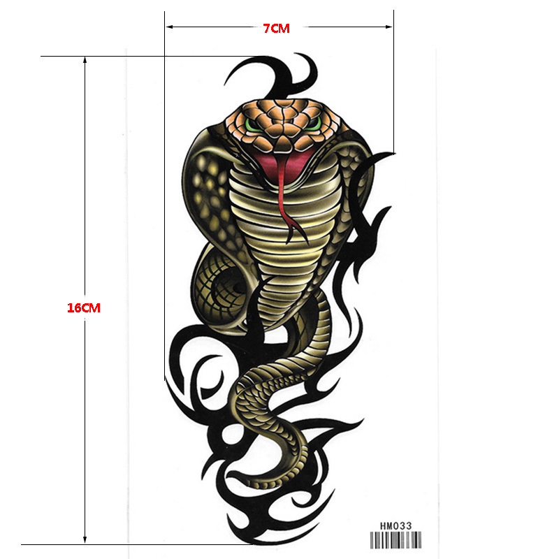Personalized and Fashionable Arm and Calf Snake Fake Tattoo Stickers, Totem Green Cobra Tattoo Stickers, Waterproof and Long-Lasting for Men and Women