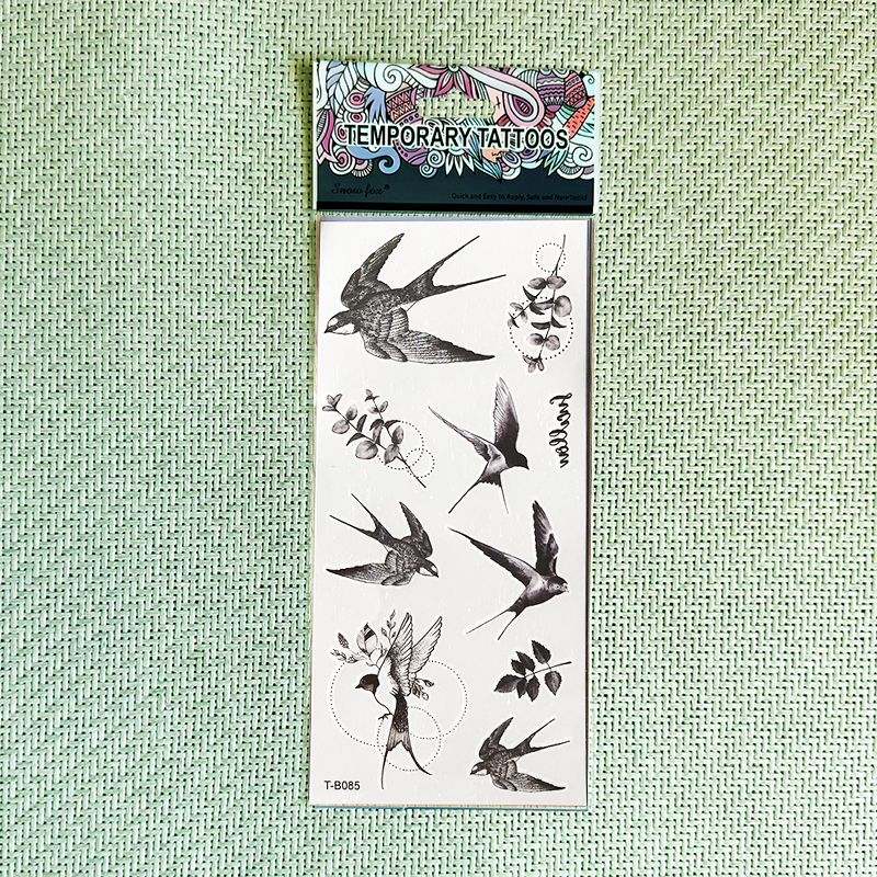 Large and Small Swallow Tattoo Stickers, Waterproof Body Stickers, Personalized Bird Fake Tattoo Stickers, Totem, Male and Female Student Style
